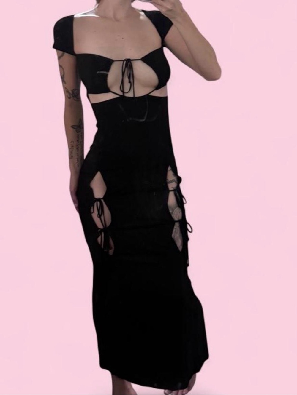 Tiger Mist Vienna Cutout Tie-Front Maxi Dress